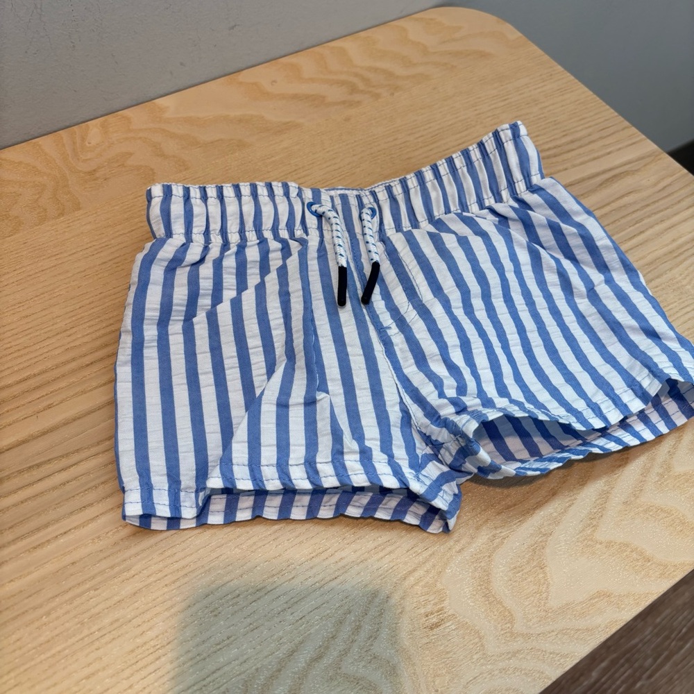 Cat & Jack Blue and White Striped Swim Trunks